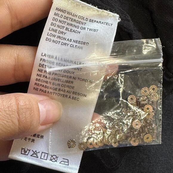 free people born to shime beaded and sequin black blouse nwot - Picture 5 of 6